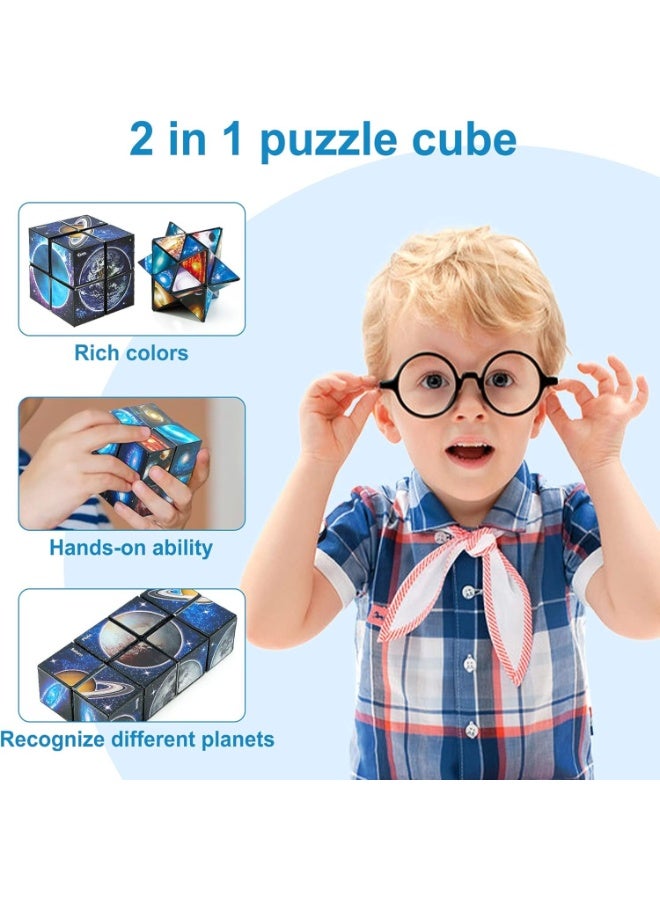 اسرلي وايت مكعب ستار سكاي السحري - مكعب أحجية ثلاثي الأبعاد - لعبة مكعب سحري لتخفيف التوتر 2 في 1 للأطفال والكبار - Image 4